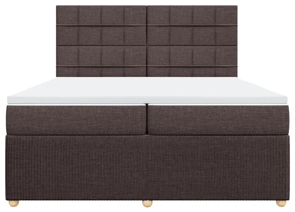 vidaXL Κρεβάτι Boxspring με Στρώμα Σκούρο Καφέ 200x200 εκ. Υφασμάτινο