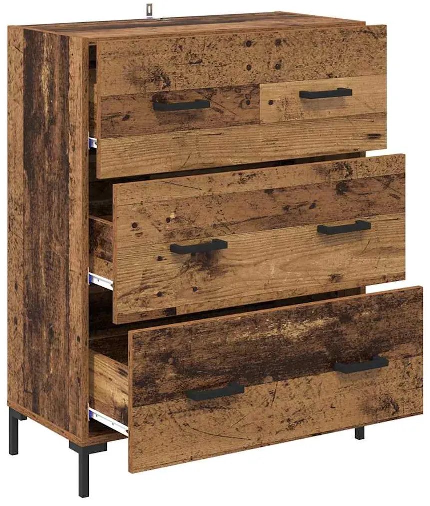 vidaXL Πλαϊνό γραφείο με συρτάρι Παλιό Ξύλο 69,5 x 34 x 90 εκ.