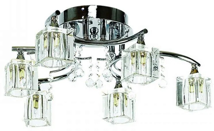 Φωτιστικό Οροφής 6120-6/Φ 54x20cm 6xG9 Chrome Inlight Metal, Glass