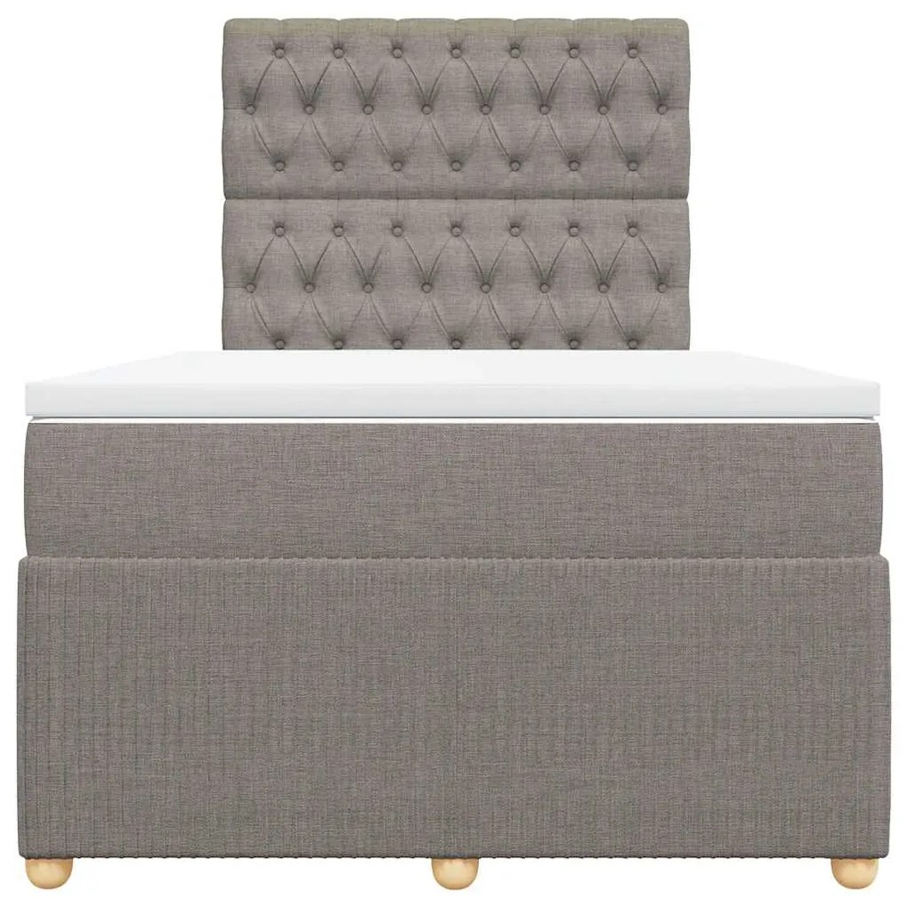 vidaXL Κρεβάτι Boxspring με Στρώμα Taupe 120x200 εκ. Υφασμάτινο