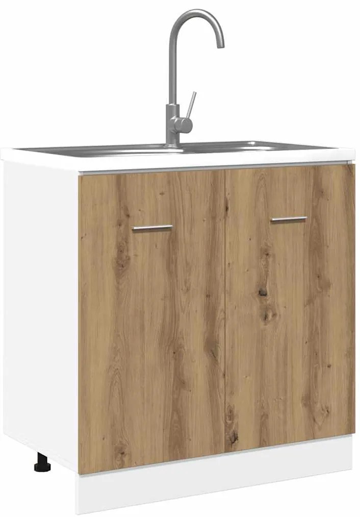 vidaXL Κάτω ντουλάπι νεροχύτη Lyon Artisan Oak Κατασκευασμένο ξύλο