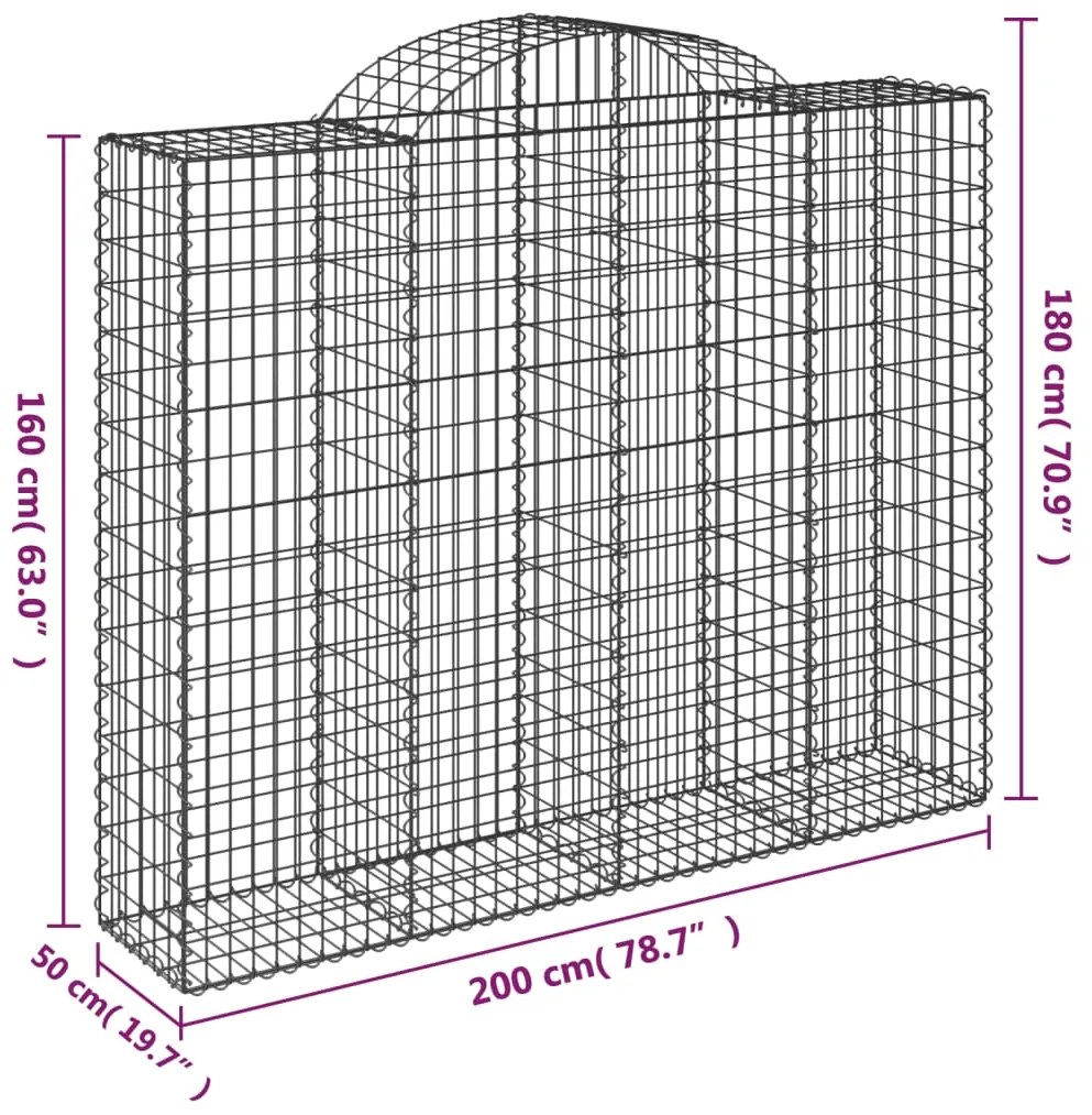 vidaXL Συρματοκιβώτια Τοξωτά 25 τεμ. 200x50x160/180 εκ. Γαλβαν. Ατσάλι