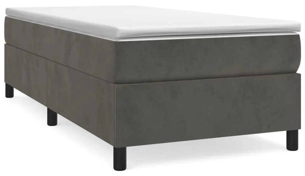 vidaXL Κρεβάτι Boxspring με Στρώμα Σκούρο Γκρι 90x190 εκ. Βελούδινο