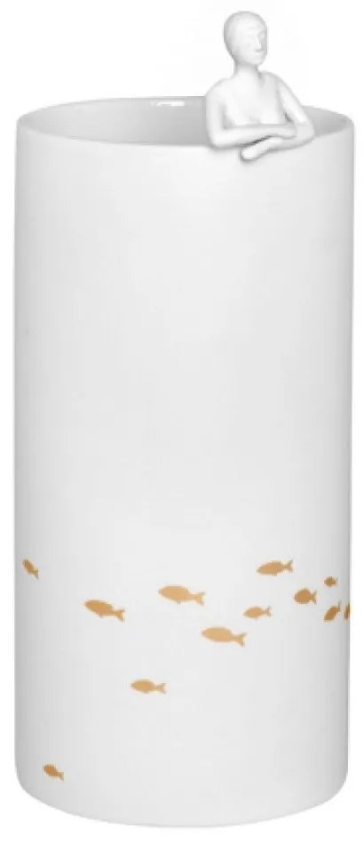 Βάζo Πορσελάνινο Lake RD0010454 9x22cm White-Gold Raeder Porcelain,Glass