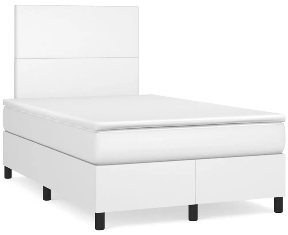 vidaXL Κρεβάτι Boxspring με Στρώμα &amp; LED Λευκό 120x190 εκ. Συνθ. Δέρμα