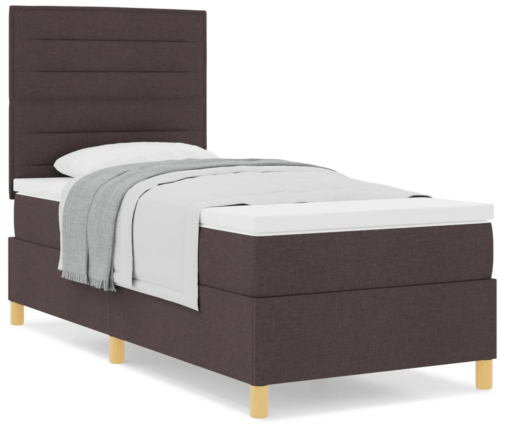 vidaXL Κρεβάτι με Στρώμα Σκούρο Καφέ 80x200 cm Ύφασμα