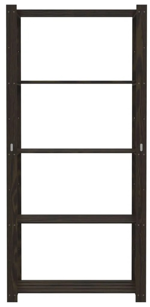 vidaXL Ραφιέρα με 5 Ράφια Μαύρο 80 x 38 x 170 εκ. Μασίφ Ξύλο Πεύκου