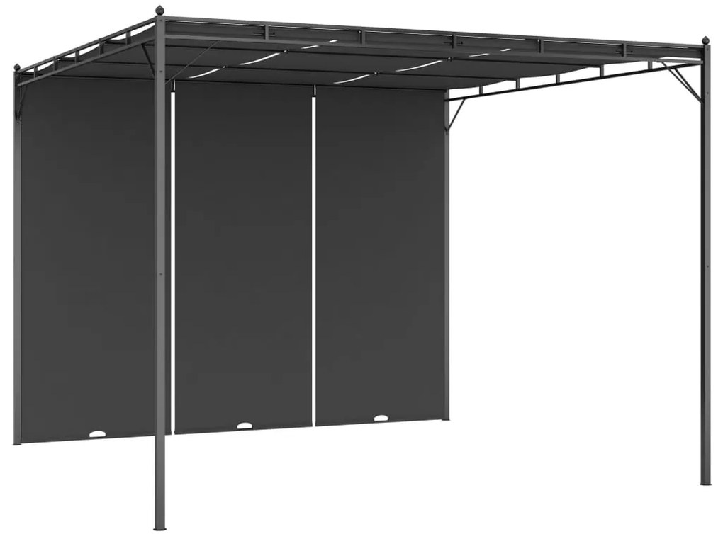 vidaXL Κιόσκι Κήπου Ανθρακί 3 x 3 x 2,25 μ. με Πλαϊνή Κουρτίνα