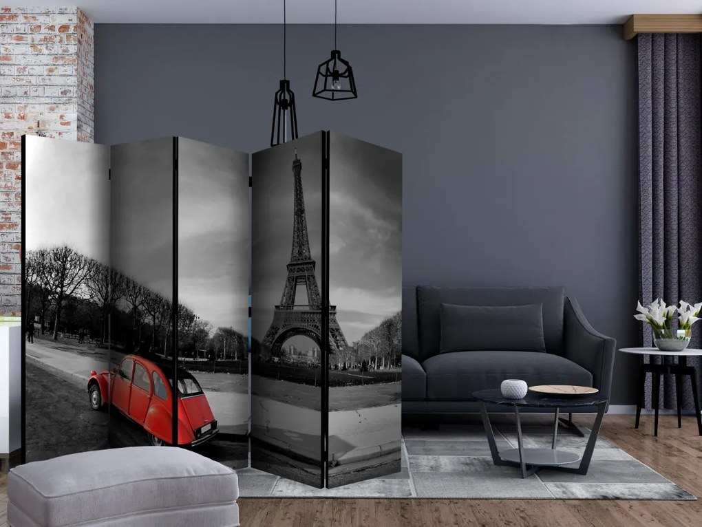 Διαχωριστικό με 5 τμήματα - Eiffel Tower and red car II [Room Dividers]