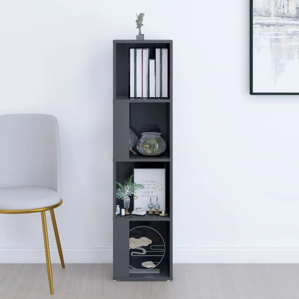 vidaXL Ντουλάπι Γωνία Γυαλ. Γκρι 33 x 33 x 132 εκ. από Μοριοσανίδα