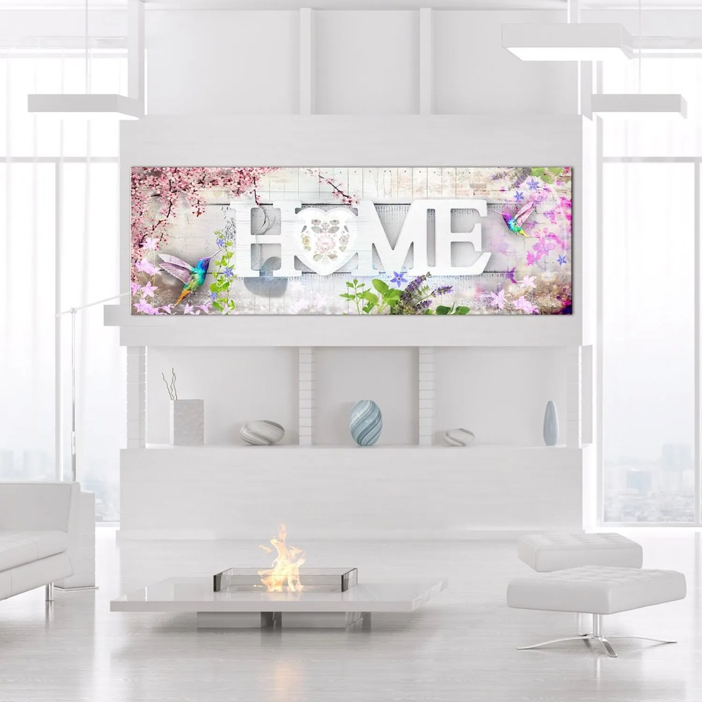 Πίνακας - Home and Hummingbirds (1 Part) Pink Narrow 120x40