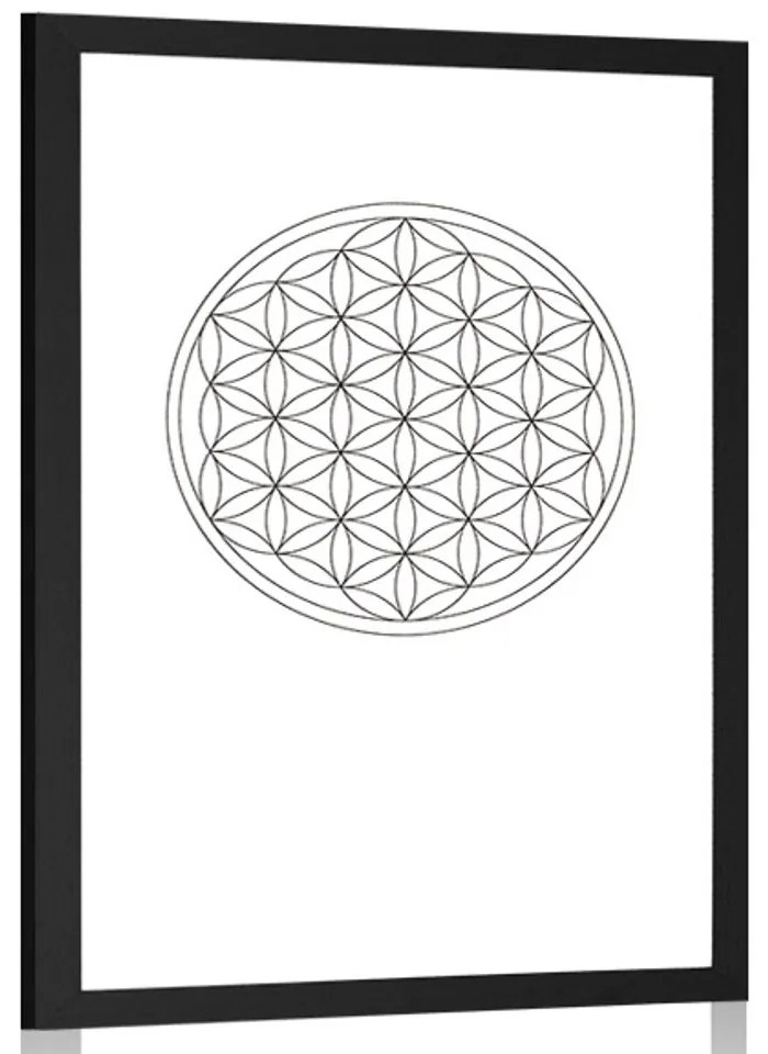 Αφίσα με παρπαστού Άσπρα και μαύρα Mandala - 30x45 silver