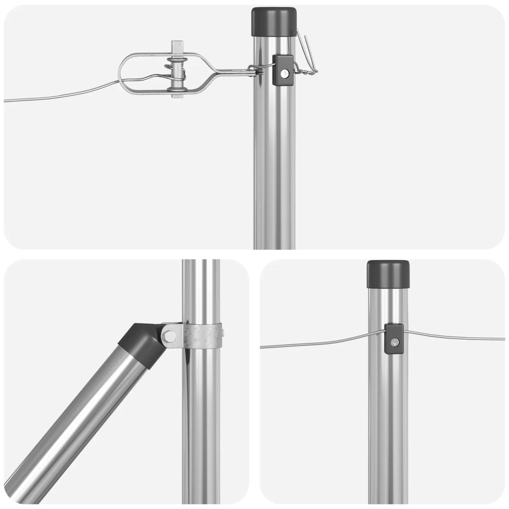 vidaXL Στηθαία με άκρη 52 τεμάχια Ø32 mm 80 cm Γαλβανισμένο χάλυβα