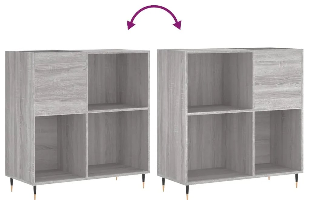 vidaXL Δισκοθήκη Γκρι Sonoma 84,5 x 38 x 89 εκ. από Επεξεργασμένο Ξύλο