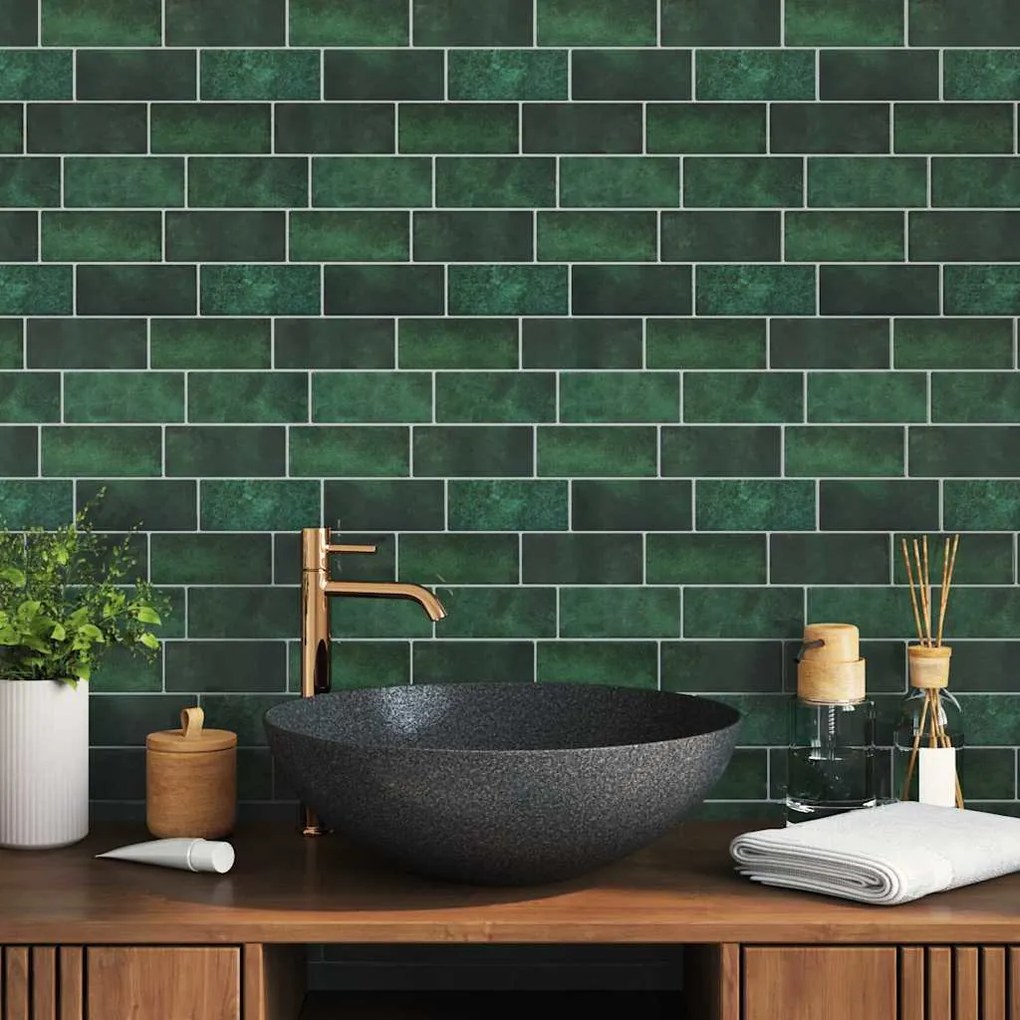 vidaXL Πλακάκι Subway 10 pcs Σκούρο Πράσινο 29 x 21 εκ