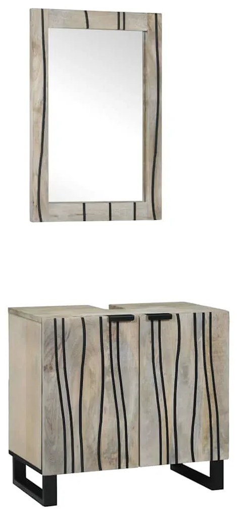 Σετ Επίπλων Μπάνιου με ράφι 2 pcs Λευκό Επεξεργασμένο ξύλο