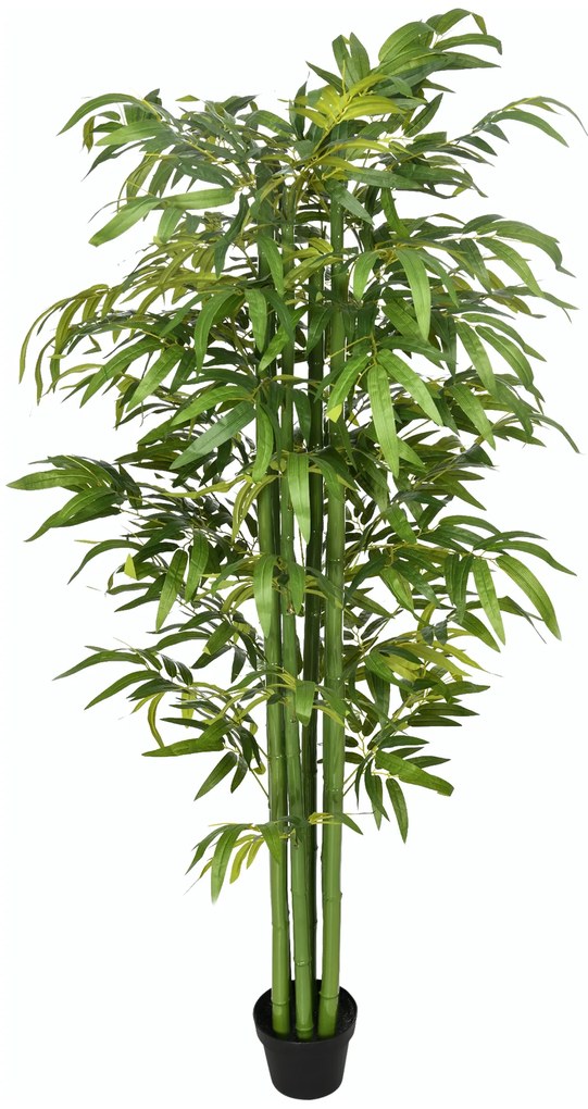 HOMCOM Τεχνητό Μπαμπού, Ρεαλιστική Όψη, με Γλάστρα, για Εσωτερικούς Χώρους, 180 εκ., Πράσινο/Μαύρο