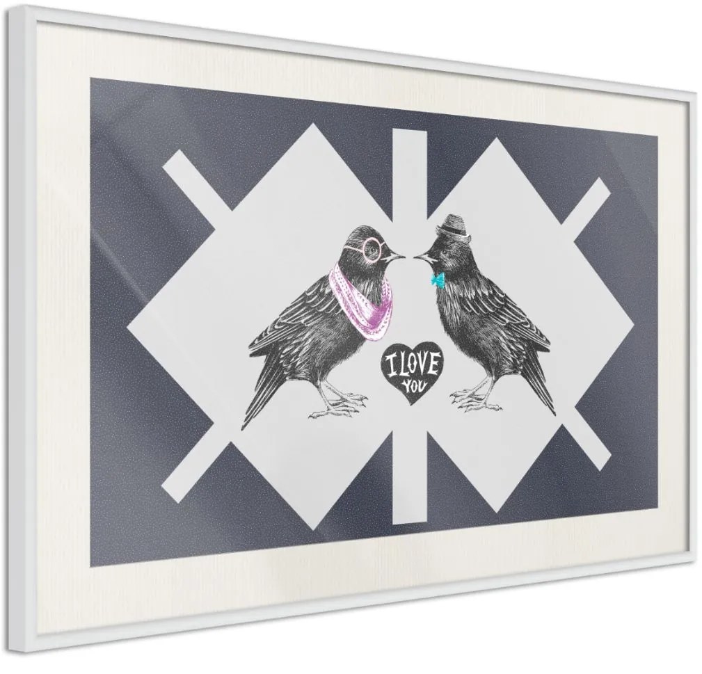 Αφίσα - Bird Love - 30x20 - Μαύρο - Με πασπαρτού