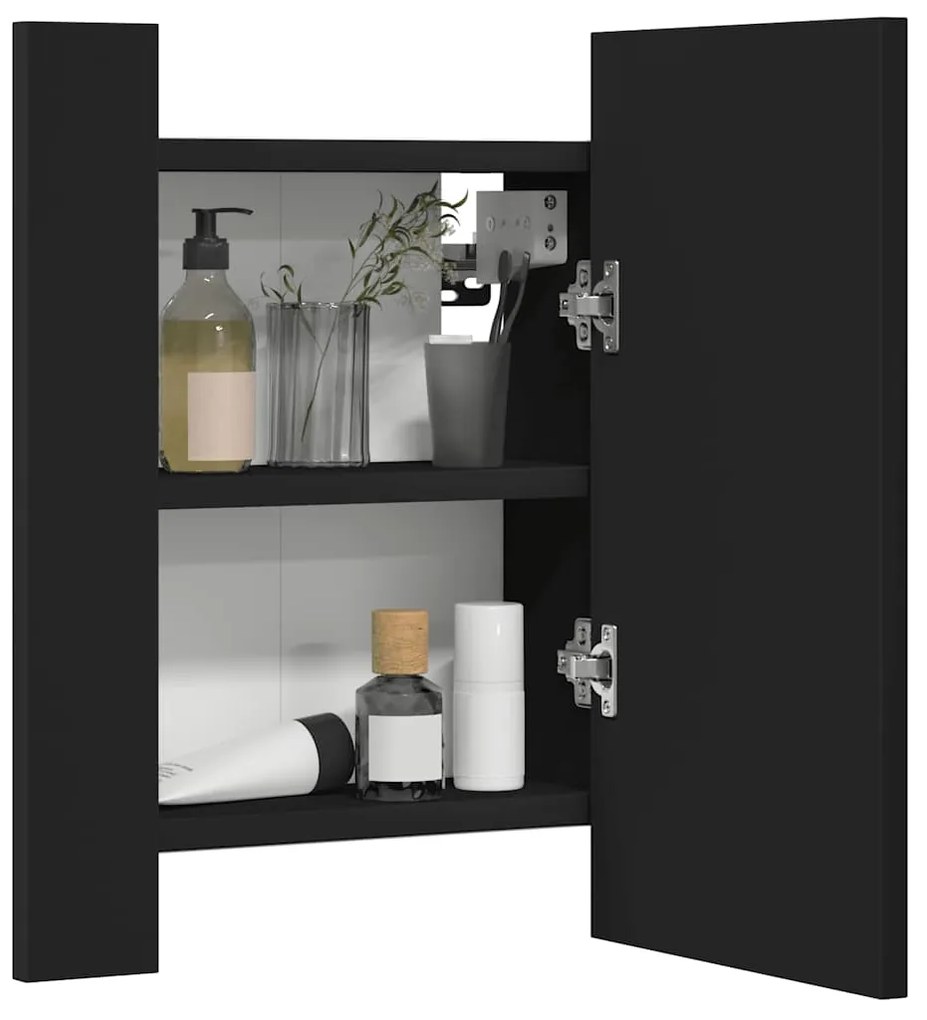 vidaXL Καθρέφτης Μπάνιου με Ντουλάπι LED Μαύρος 40x12x45 εκ. Ακρυλικός