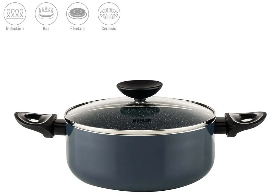 Muhler Nia MR-2244 Βαθιά Κατσαρόλα από Αλουμίνιο 3.1lt,  22cm