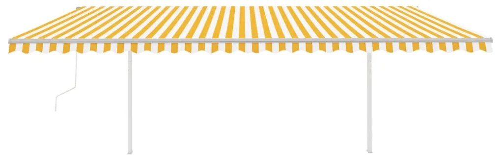 vidaXL Τέντα Αυτόματη με LED & Αισθητήρα Ανέμου Κίτρινη/Λευκή 6x 3,5μ.