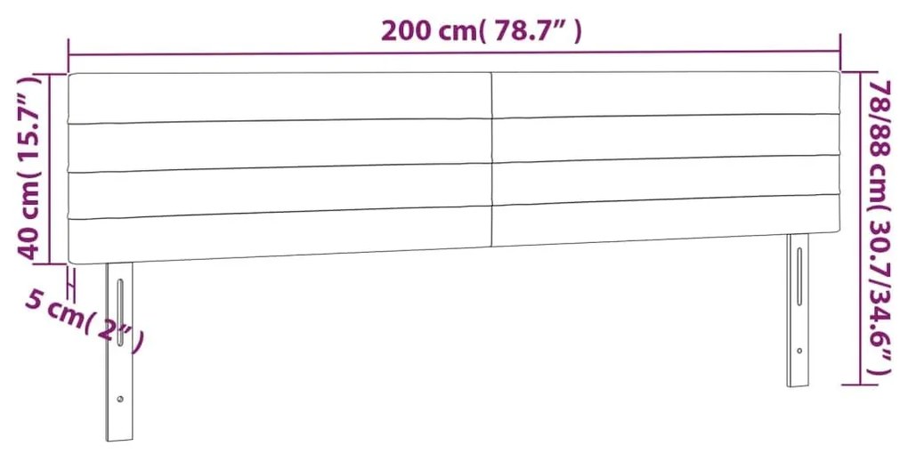 Κεφαλάρι Κρεβατιού LED Μπλε 200x5x78/88 εκ. Υφασμάτινο - Μπλε