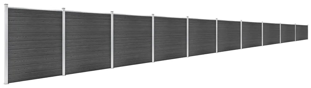 vidaXL Σετ Πάνελ Περίφραξης Μαύρο 1737 x 186 εκ. από WPC