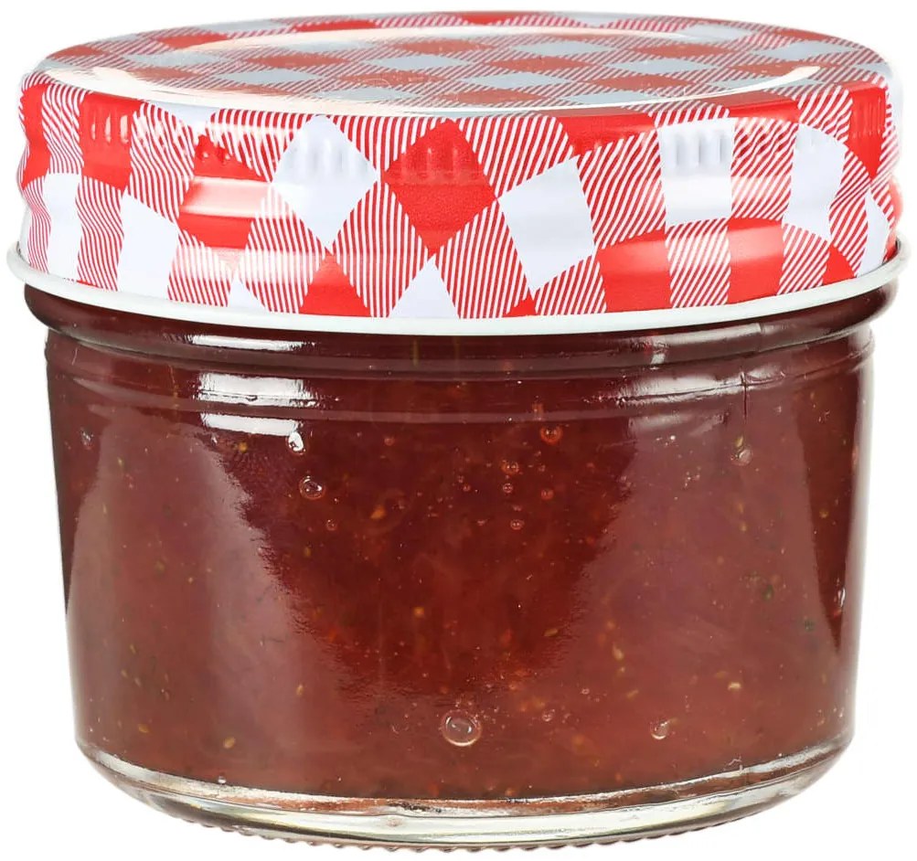 vidaXL Βάζα Μαρμελάδας 48 τεμ. 110 ml Γυάλινα με Κόκκινα/Λευκά Καπάκια