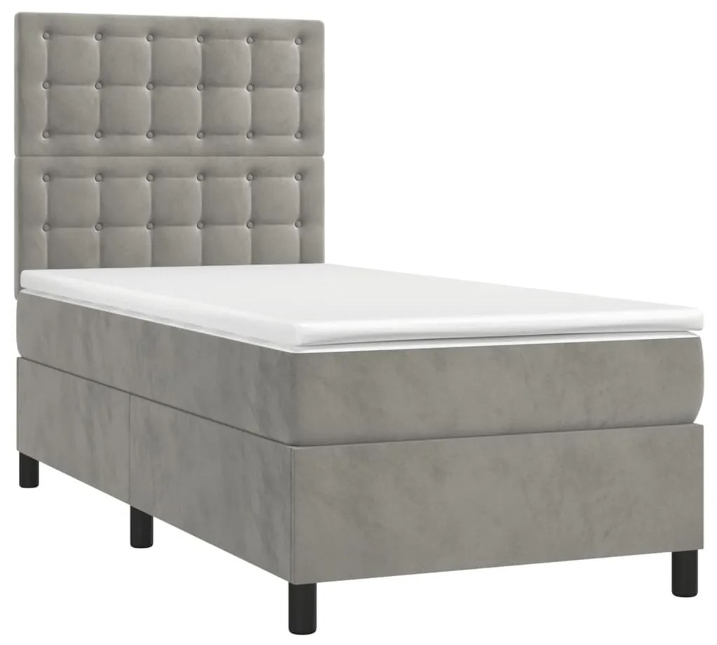 ΚΡΕΒΑΤΙ BOXSPRING ΜΕ ΣΤΡΩΜΑ ΑΝΟΙΧΤΟ ΓΚΡΙ 90X200 ΕΚ. ΒΕΛΟΥΔΙΝΟ 3143241