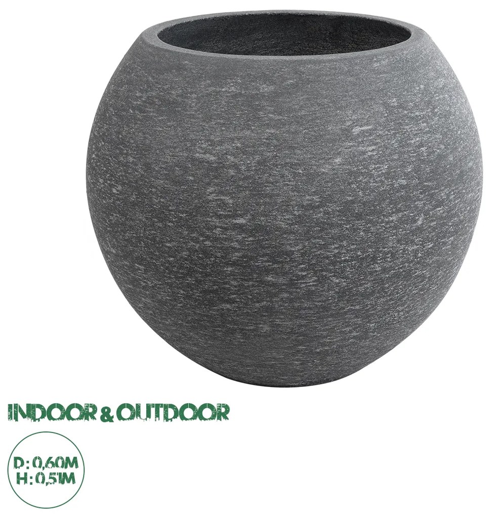20798 GloboStar® Artificial Garden COLUMBIA 20798 Επιδαπέδιο Πολυεστερικό Τσιμεντένιο Κασπώ Γλάστρα - Flower Pot Γκρι Φ60 x Υ51cm