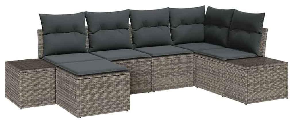 vidaXL Σετ Καναπέ Κήπου 6 pcs Γκρι 264 x 154 x 85 εκ. Πολυ ράταν