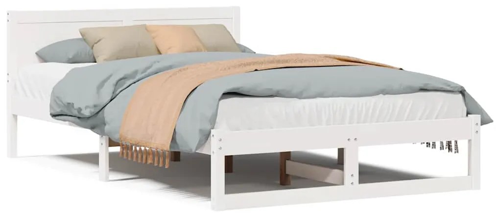 vidaXL Σκελετός Κρεβατιού Λευκό 140 x 190 cm Μασίφ ξύλο πεύκου
