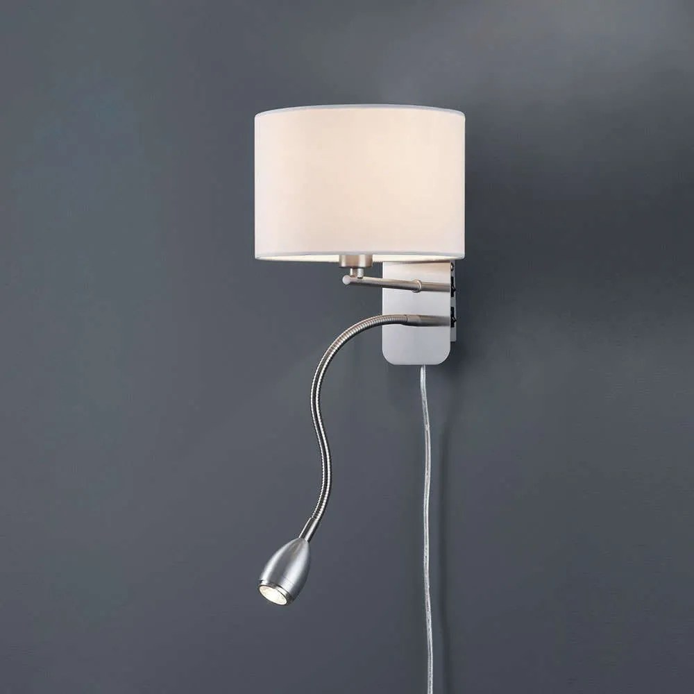 Φωτιστικό Τοίχου - Απλίκα Hotel 271170201 D20x23,5cm White Trio Lighting Metal, Fabric