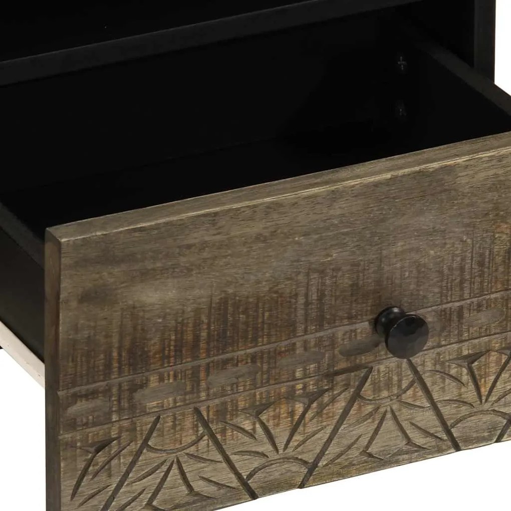κομοδίνο ντουλάπι ανοιχτό γκρι 40x33x46 cm μασίφ ξύλο Mango - Γκρι