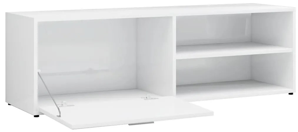 Έπιπλο Τηλεόρασης Γυαλιστερό Λευκό 120x34x37 εκ. Επεξ. Ξύλο - Λευκό