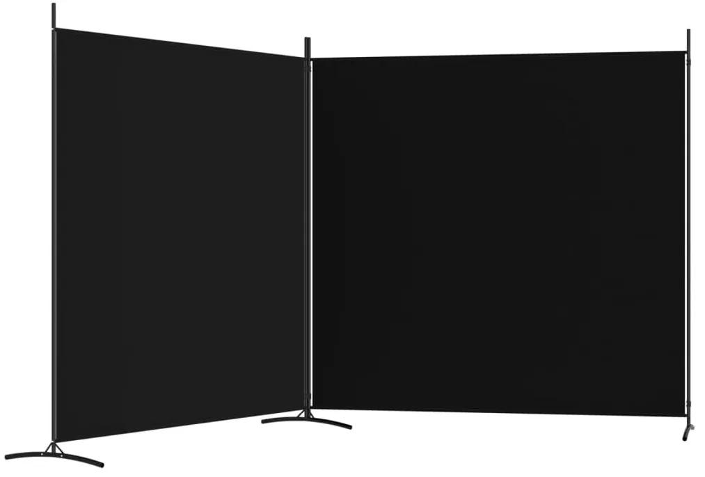 Διαχωριστικό Δωματίου με 2 Πάνελ Μαύρο 348x180 εκ. από Ύφασμα - Μαύρο