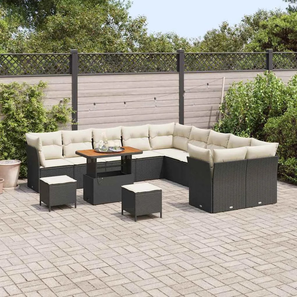 vidaXL Σετ Καναπέ Κήπου 13 pcs Μαύρο συνθετικό ρατάν