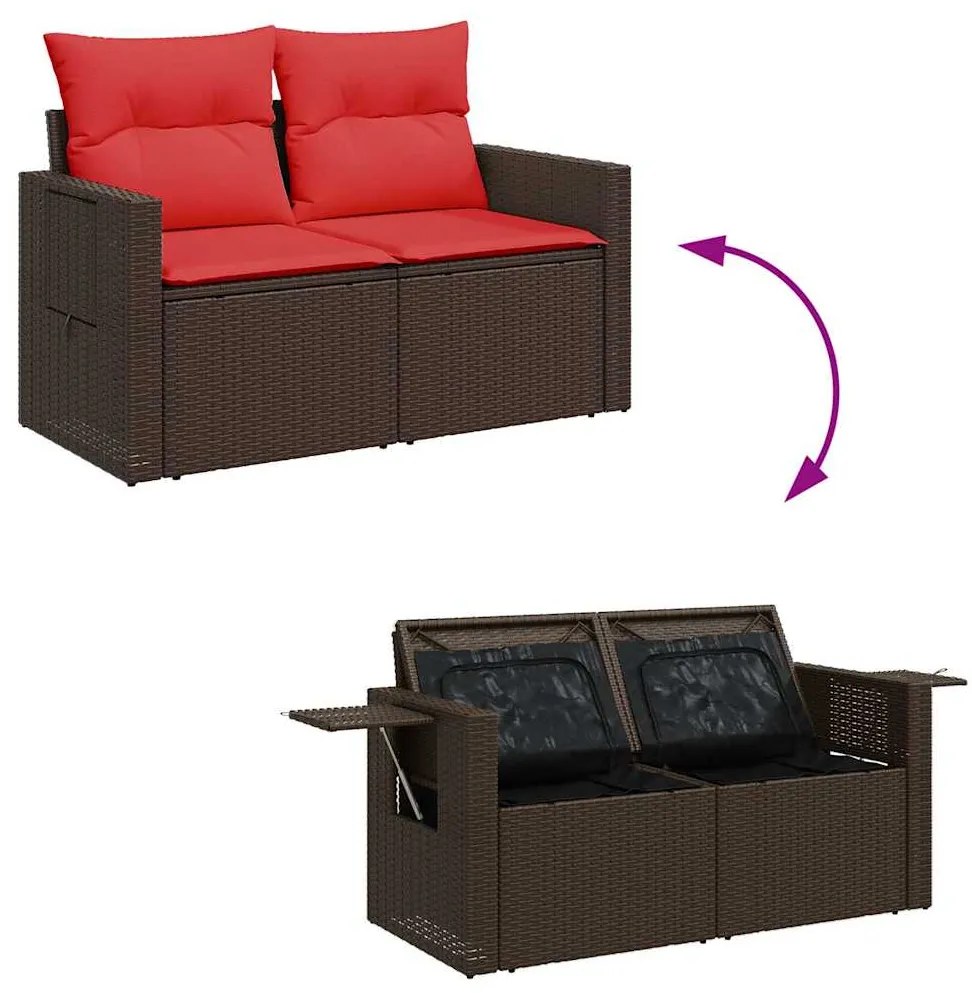 vidaXL Σαλόνι Κήπου Σετ 6 Τεμαχίων Καφέ Συνθετικό Ρατάν με Μαξιλάρια