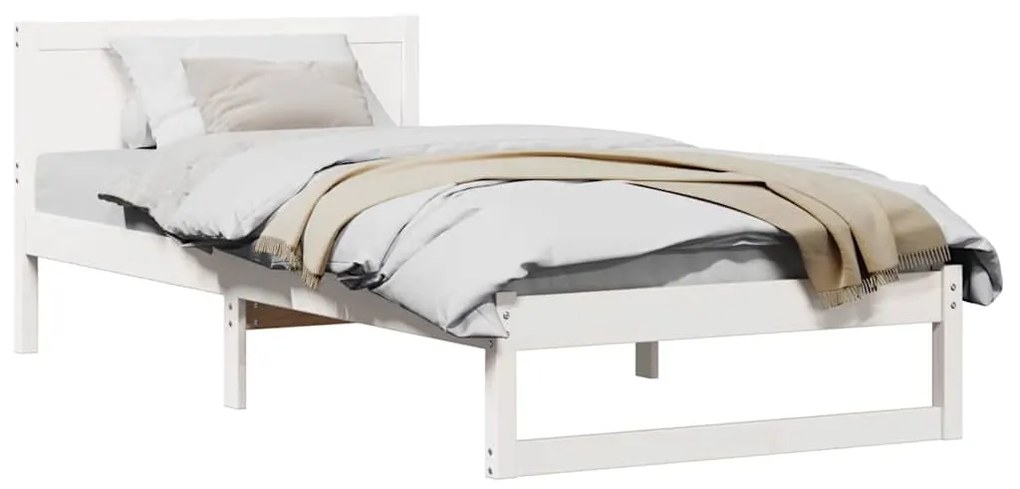 vidaXL Σκελετός Κρεβατιού Λευκό 90 x 200 cm Μασίφ ξύλο πεύκου