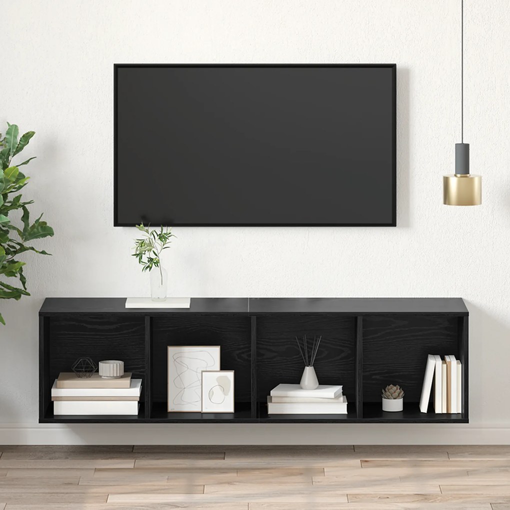vidaXL Τοίχου Ντουλάπι Τηλεόρασης Μαύρη δρυς 37 x 37 x 142.5 εκ