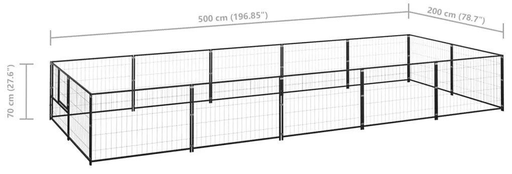 vidaXL Σπιτάκι Σκύλου Μαύρο 10 μ² Ατσάλινο