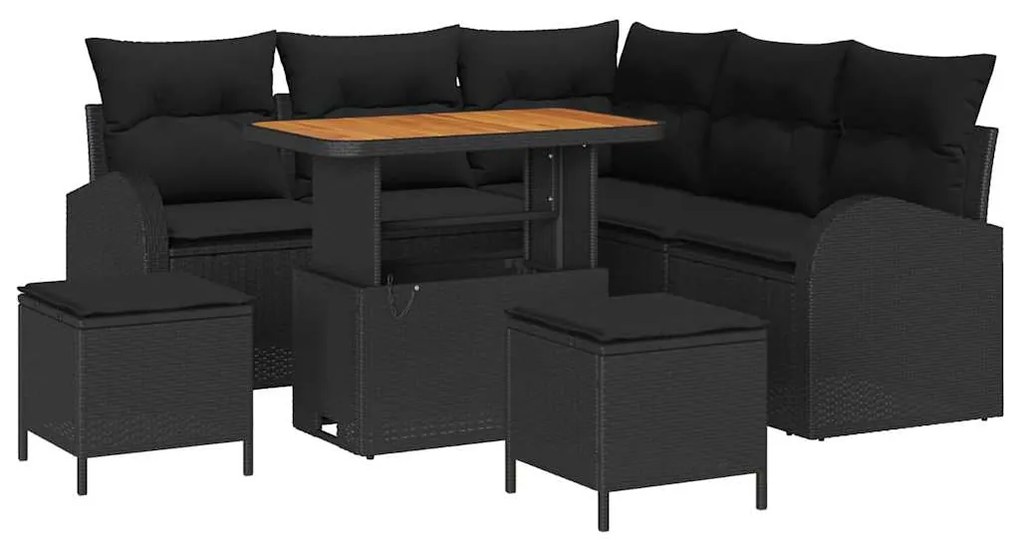 vidaXL Σετ Καναπέ Κήπου με μαξιλάρι 8 pcs Μαύρο Πολυ ράταν