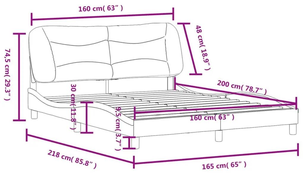 Πλαίσιο Κρεβατιού με Κεφαλάρι Γκρι 160x200 εκ. Συνθετικό Δέρμα - Γκρι
