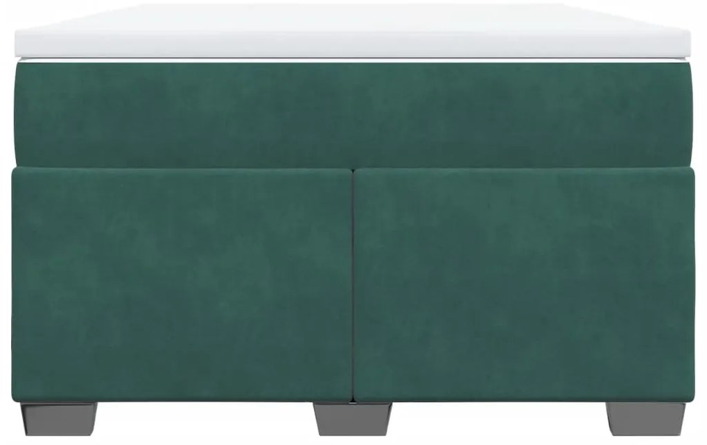 vidaXL Κρεβάτι Boxspring με Στρώμα Σκούρο Πράσινο 120x190εκ. Βελούδινο