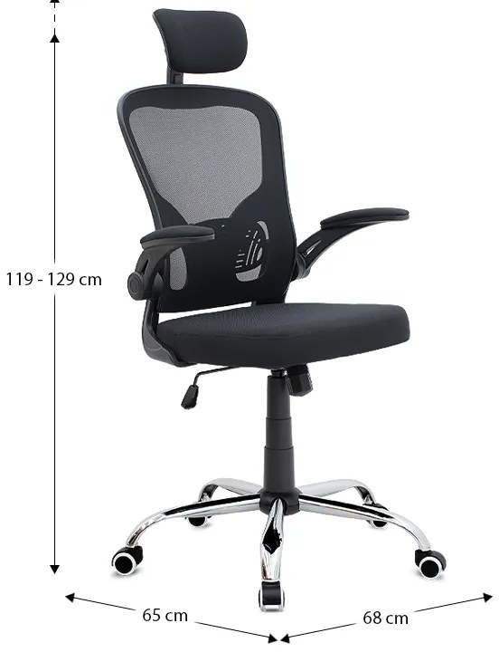 Καρέκλα γραφείου διευθυντική Falcon Megapap με ύφασμα Mesh χρώμα μαύρο 68x65x119/129εκ.
