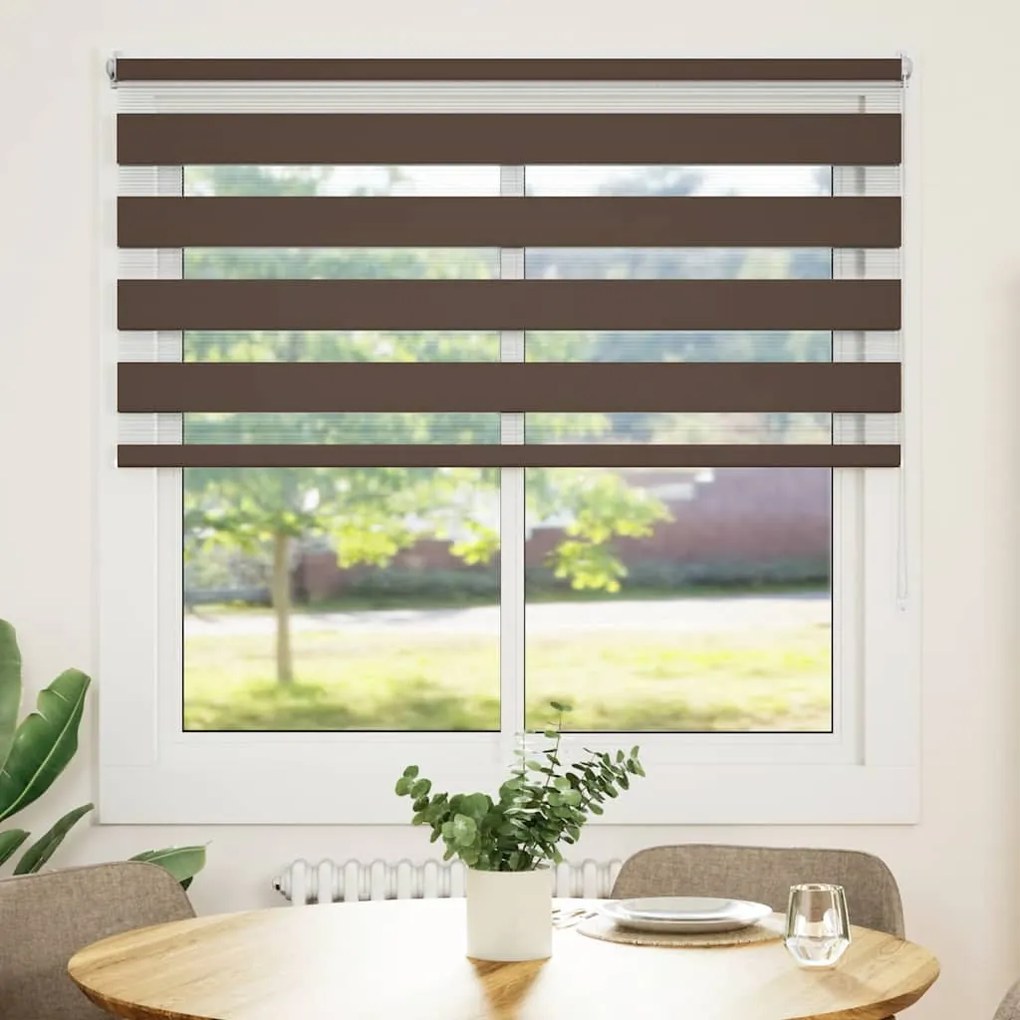 vidaXL Σύστημα Σκίασης Ρόλερ Zebra Καφέ 140 x 175 εκ.