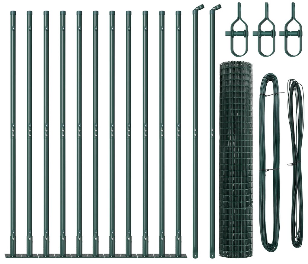 vidaXL Euro Fence με 13 Πρόσθετους Πόλους 1.2x25 μ Γαλβανισμένο Χάλυβα
