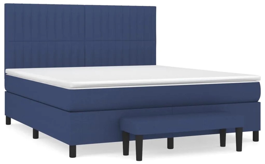 vidaXL Κρεβάτι Boxspring με Στρώμα Μπλε 160x200 εκ. Υφασμάτινο