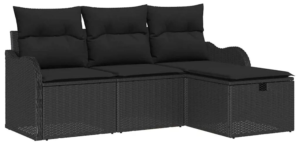 vidaXL Σετ Καναπέ Κήπου 4 pcs Μαύρο 176 x 117 x 85 εκ Πολυ ράταν