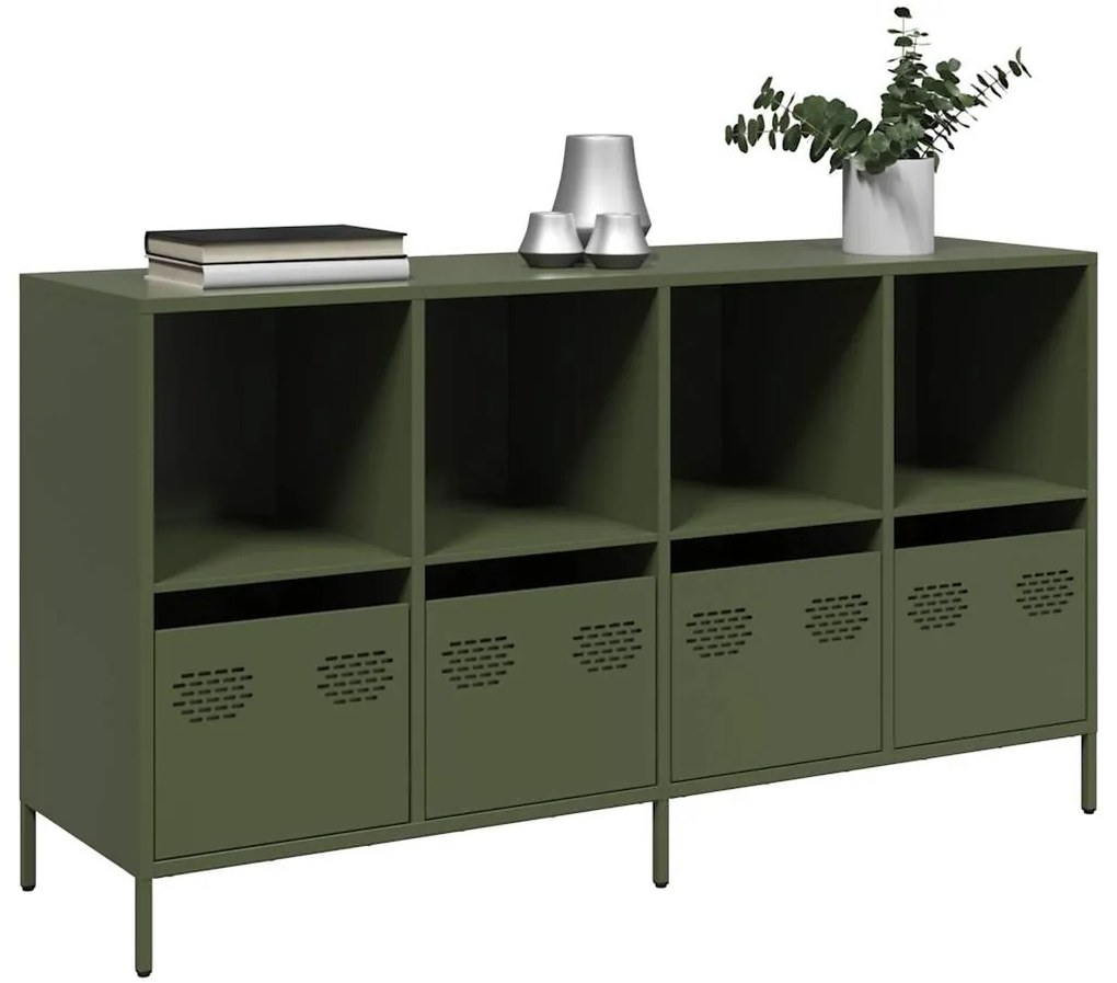 vidaXL Sideboard Ελαιοπράσινο 135x39x73,5 cm Ατσάλι ψυχρής έλασης